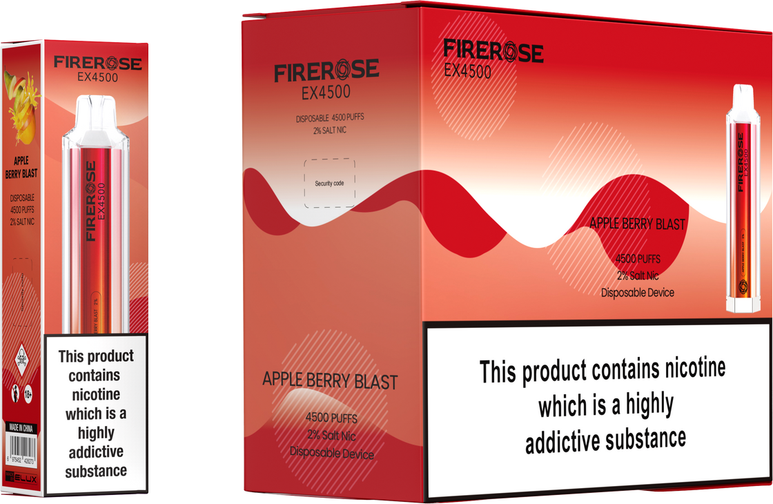 Elux Firerose EX4500 Puffs Disposable Vape Box Of 10 At £85