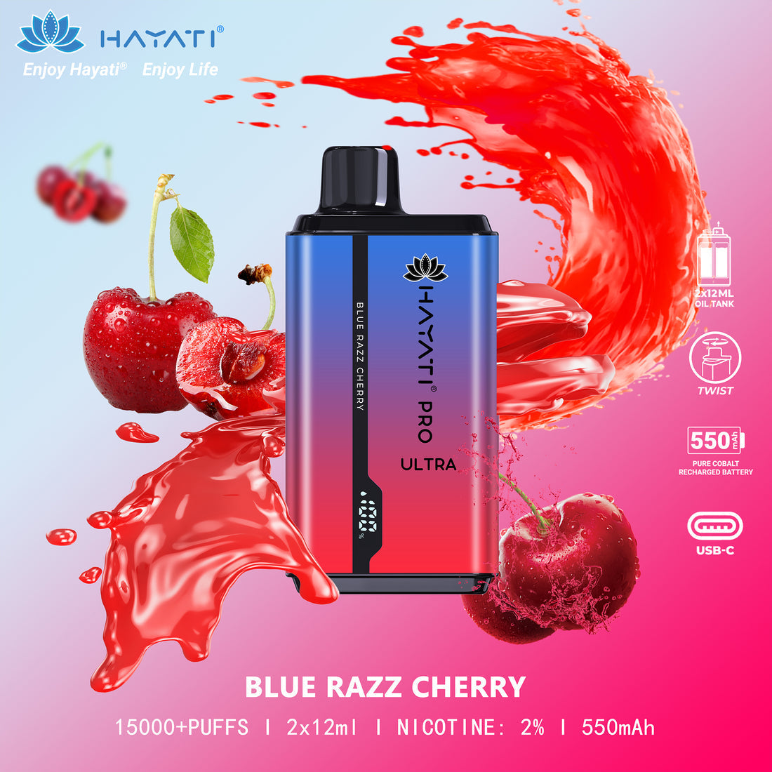 Blue Razz Cherry Orange Hayati Pro Ultra 15000 Disposable Vape
