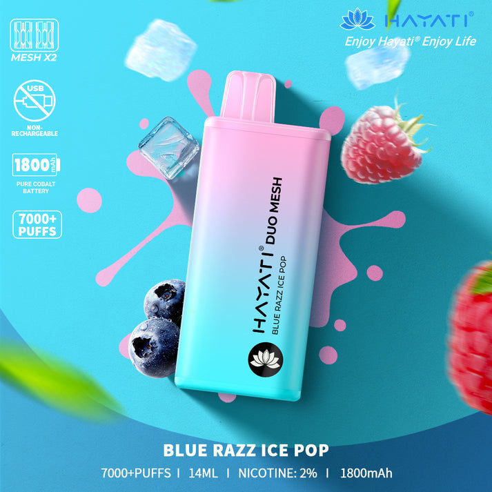 Blue Razz Ice Pop Hayati Duo Mesh 7000 Disposable Vape