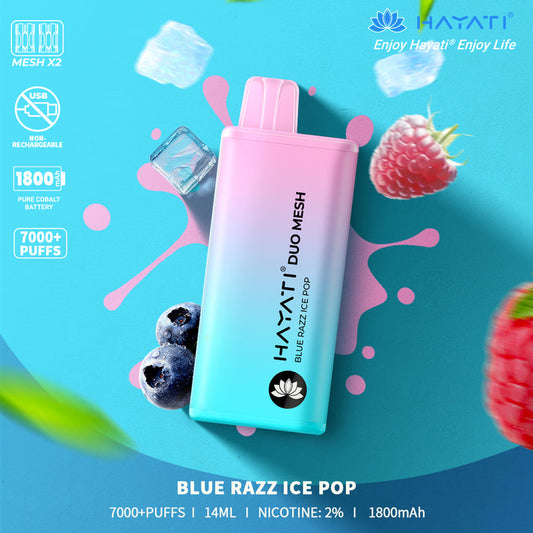 Blue Razz Ice Pop Hayati Duo Mesh 7000 Disposable Vape