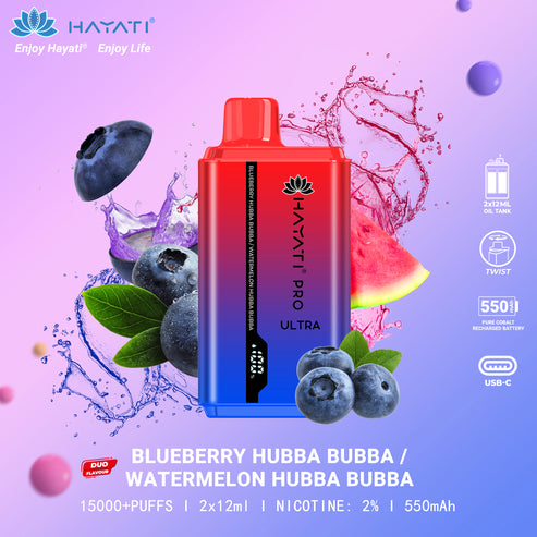 Blueberry Hubba Bubba / Watermelon Hubba Bubba Hayati Pro Ultra 15000 Disposable Vape