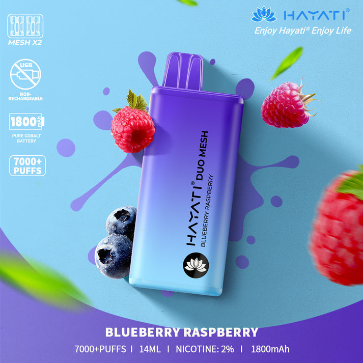 Blueberry Raspberry Hayati Duo Mesh 7000 Disposable Vape