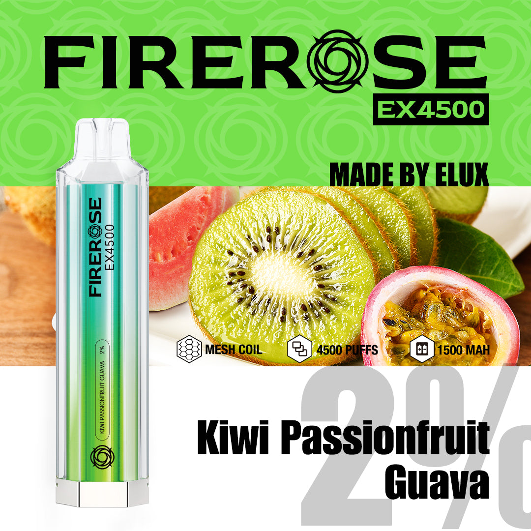 Kiwi Passionfruit Guava Elux FireRose EX4500 Disposable Vape