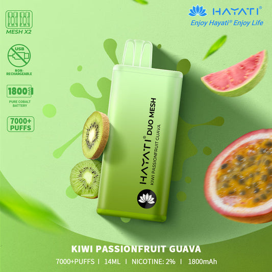 Kiwi Passionfruit Guava Hayati Duo Mesh 7000 Disposable Vape