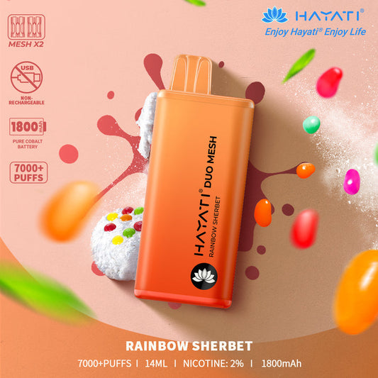 Rainbow Sherbet Hayati Duo Mesh 7000 Disposable Vape