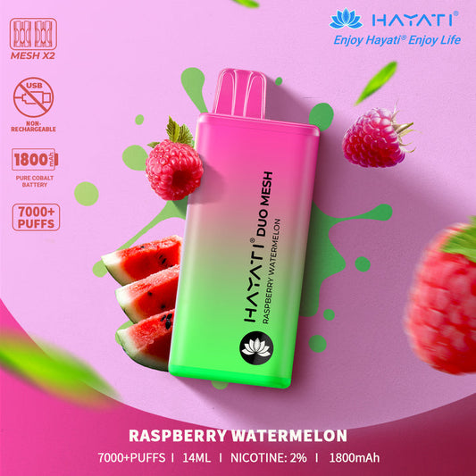 Raspberry Watermelon Hayati Duo Mesh 7000 Disposable Vape