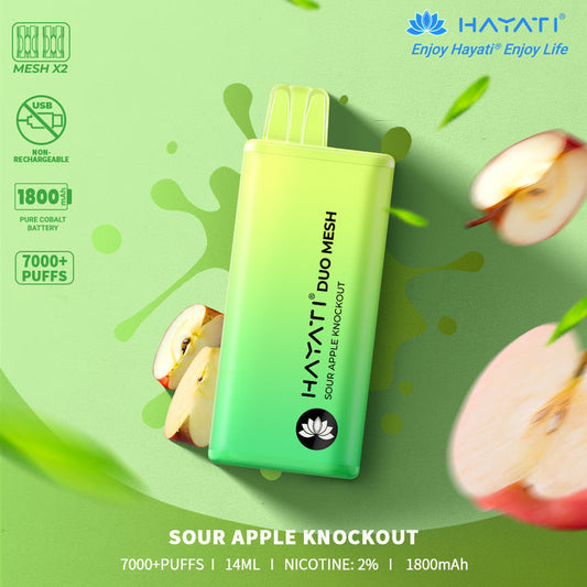 Sour Apple Knockout Hayati Duo Mesh 7000 Disposable Vape