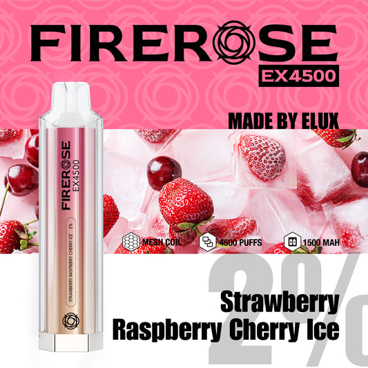 Strawberry Raspberry Cherry Ice Elux FireRose EX4500 Disposable Vape