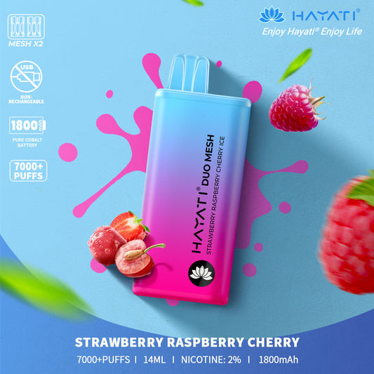 Strawberry Raspberry Cherry Ice Hayati Duo Mesh 7000 Disposable Vape