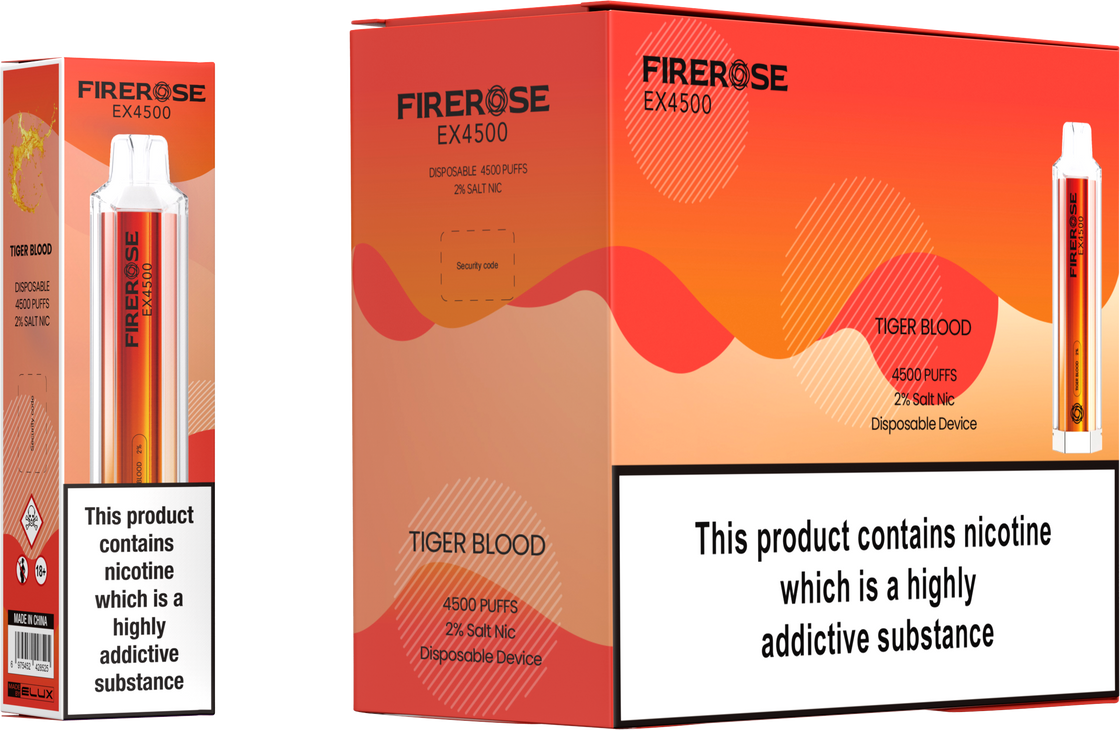 Elux Firerose EX4500 Puffs Disposable Vape Box Of 10 At £85