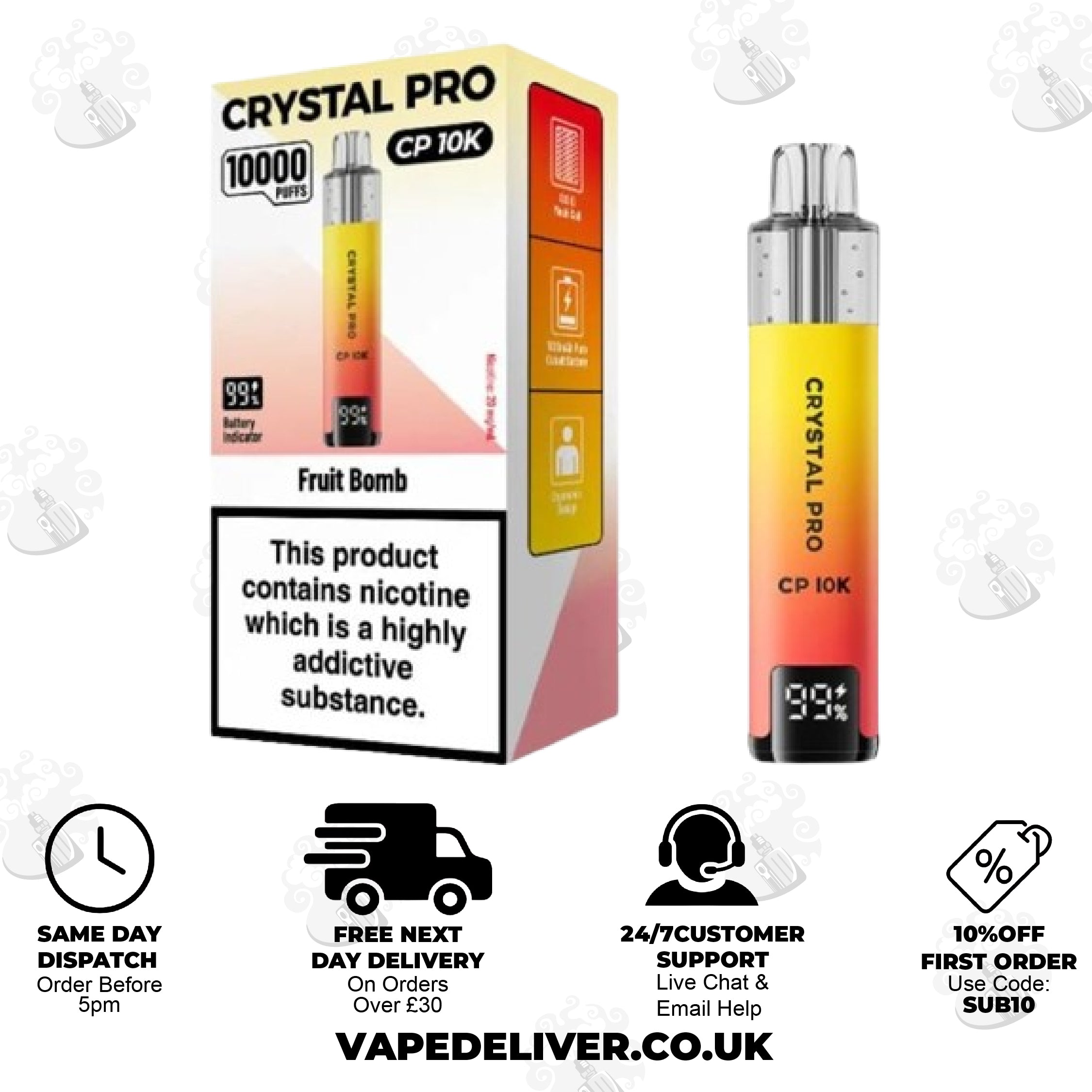 Crystal Pro CP 10K Prefilled Pod Kit | For Just £8.99 – Vapedeliver