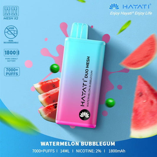 Watermelon Bubblegum Hayati Duo Mesh 7000 Disposable Vape