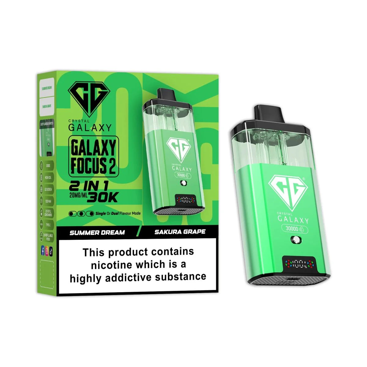 Crystal  Galaxy Focus 2, 30k Puff Prefilled Vape Kit