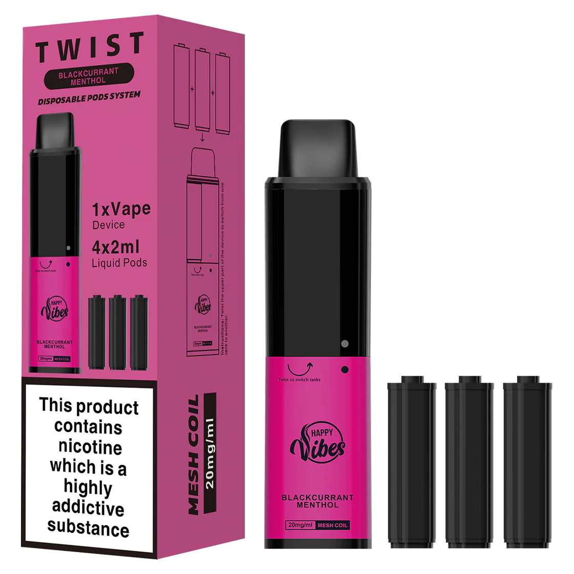 Blackcurrant Menthol Happy Vibes Disposable Vapes